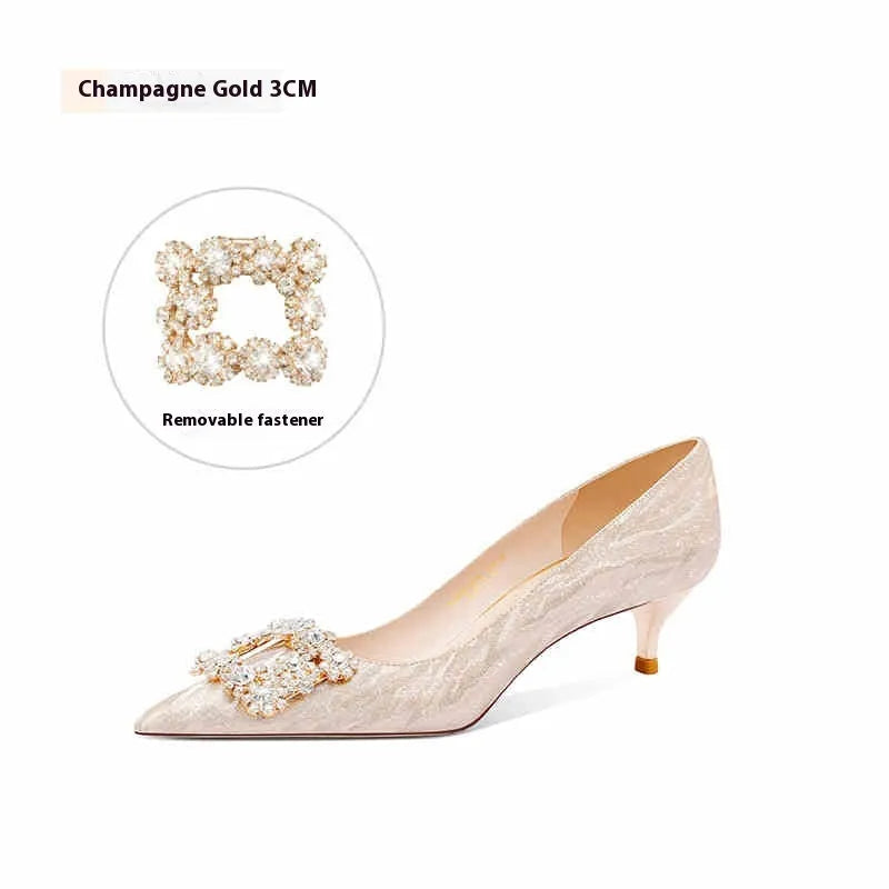 Champagne gold women's high heel pumps with pointed toe and stiletto heel
