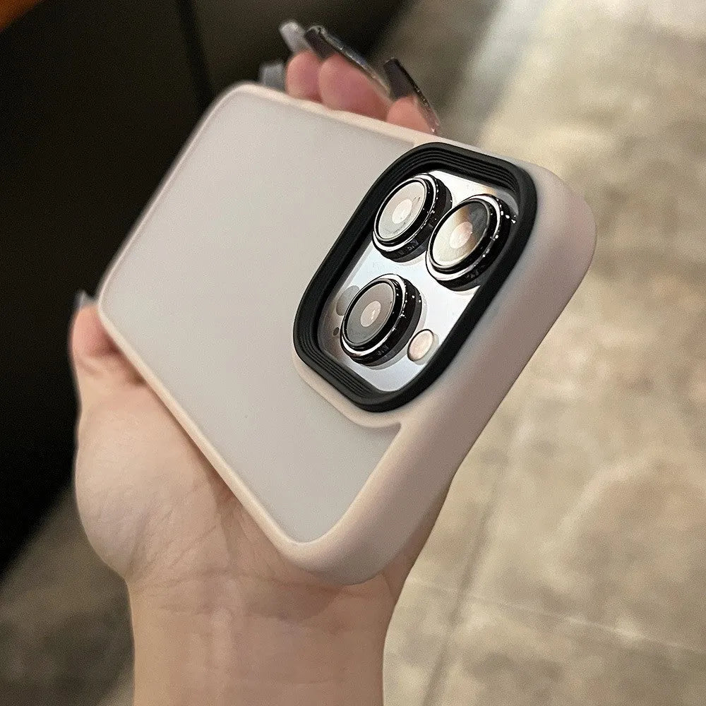 Magsafe frosted phone case for iPhone 15 Pro Max in Titanium Grey with PC and TPU construction