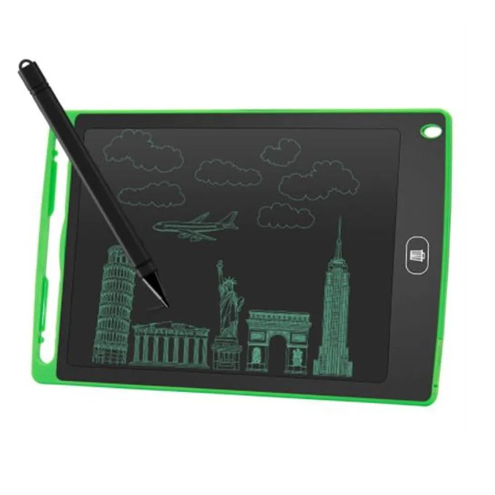 8.5 inch LCD electronic drawing board writing tablet in blue with pen, one-button lock and clear screen functions