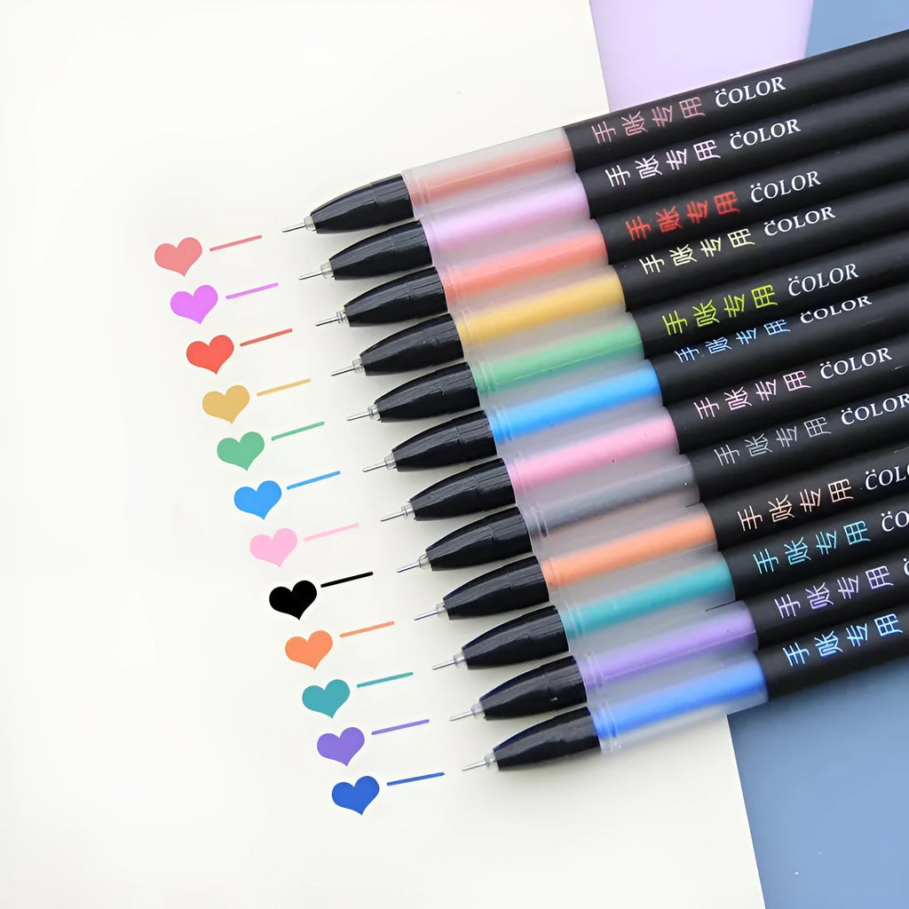 Candy colour gel pen set with plastic shell and options for random one, random six, set of twelve, or 12 pens with refills