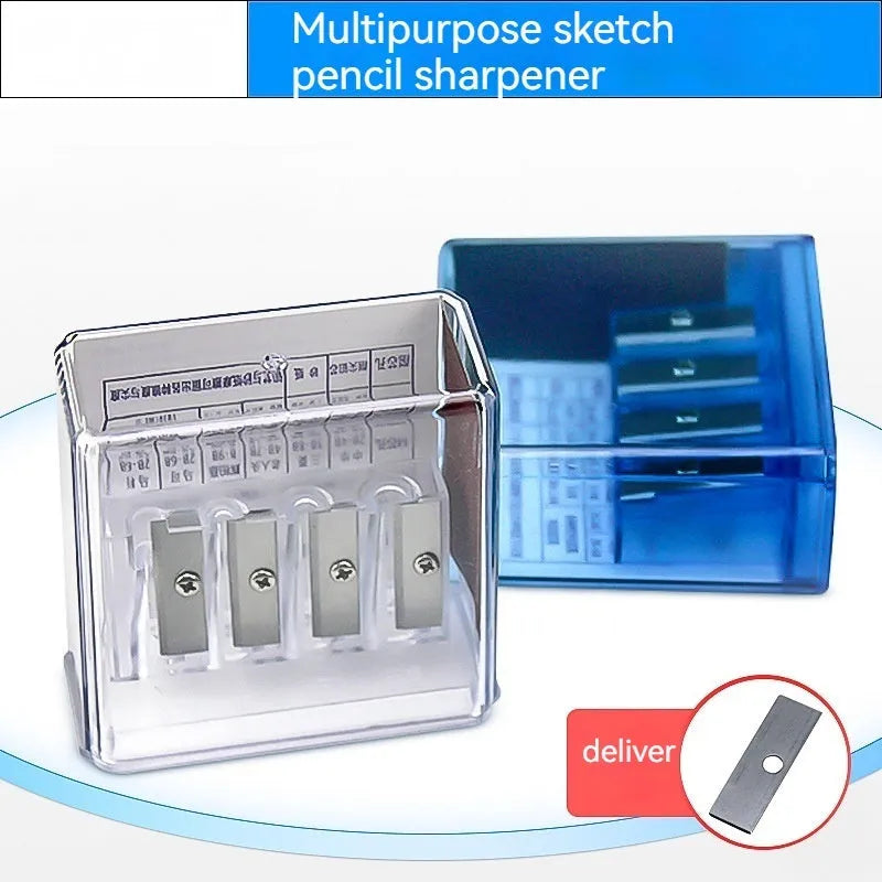 Four-hole plastic geometric pencil sharpener with screwdriver tool, from a 288-piece bulk pack.