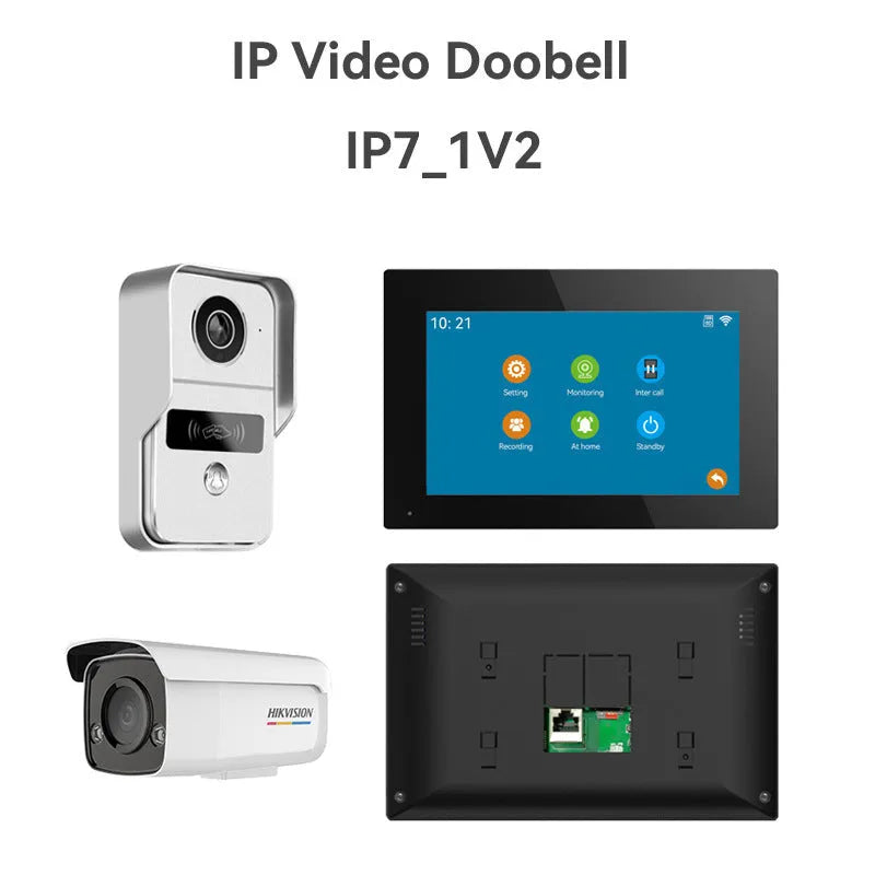 1080P video intercom doorbell system with 10-inch colour display and outdoor camera unit