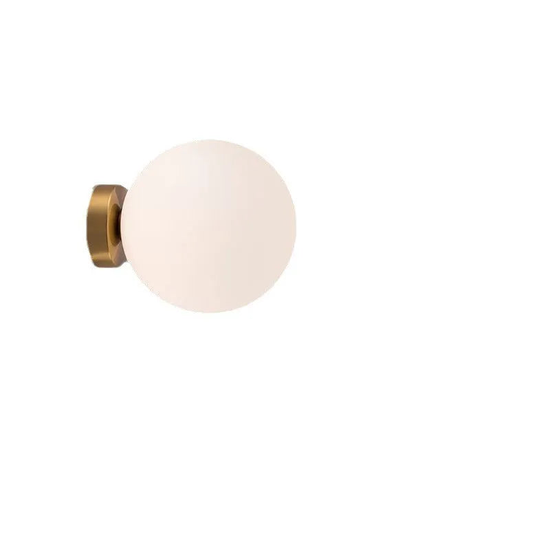Nordic round spherical wall lamp with copper black silver or white base in 10cm to 20cm sizes