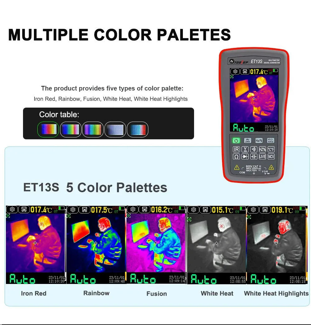 ET13S ET13PRO thermal imaging digital multimeter with 2.8-inch touch screen display
