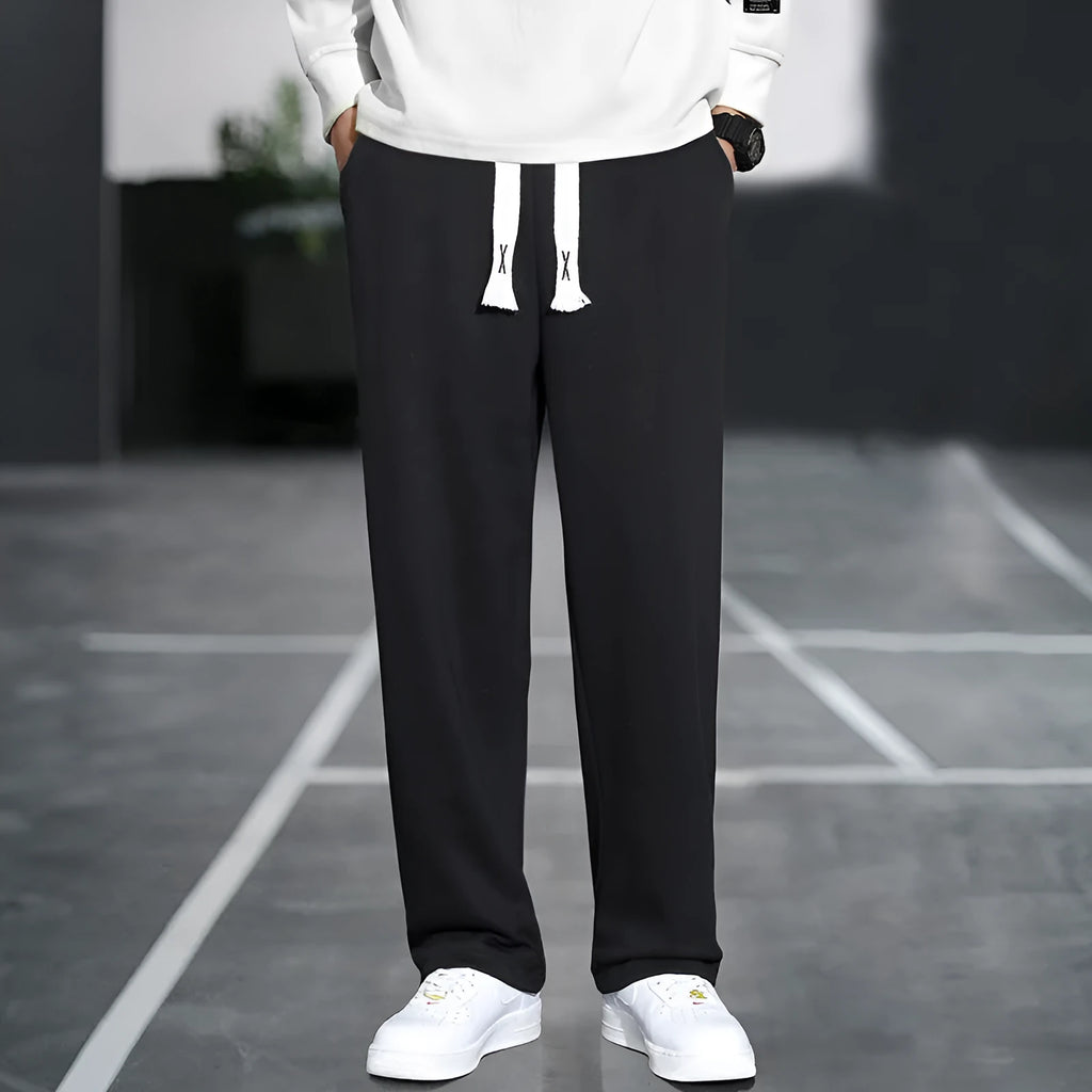 Men's casual bamboo fibre sports trousers with high waist and multiple pockets in grey colour