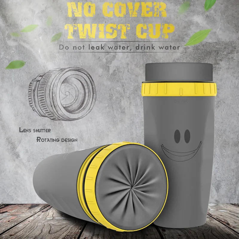 Twist cup travel tumbler with cartoon pattern and silicone seal membrane