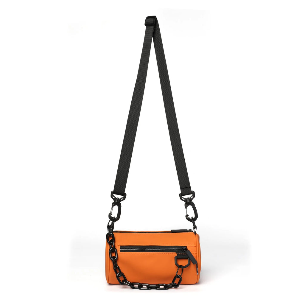 Waterproof Oxford cloth messenger crossbody bag with chain detailing in black, grey, or orange colours