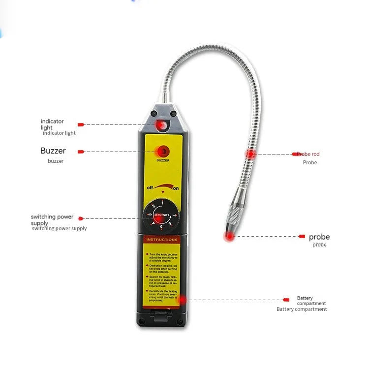 WJL-6000 halogen refrigerant leak detector with 20cm flexible probe for car air conditioning diagnostics