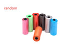 Roll of coloured pet waste disposal bags showing size of 22.5 by 30 centimetres