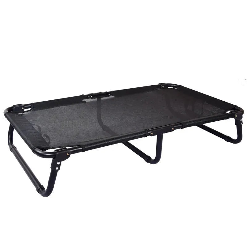 Steel frame dog camp bed with mesh sides and mattress in various size options