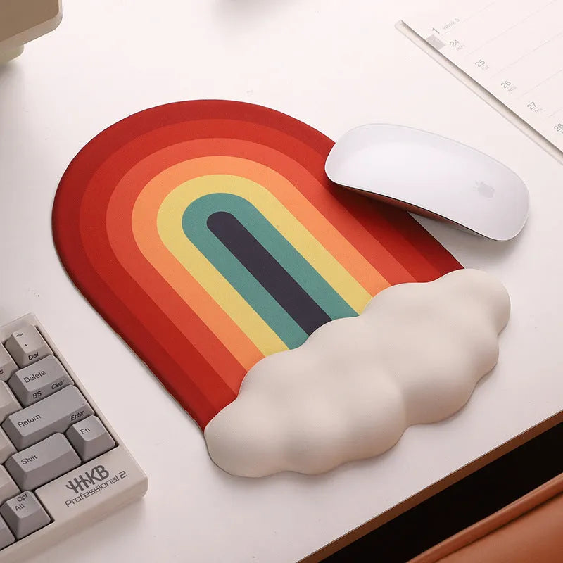 Silicone wrister mouse pad and keyboard support set with cloud pattern designs in choice of four colours