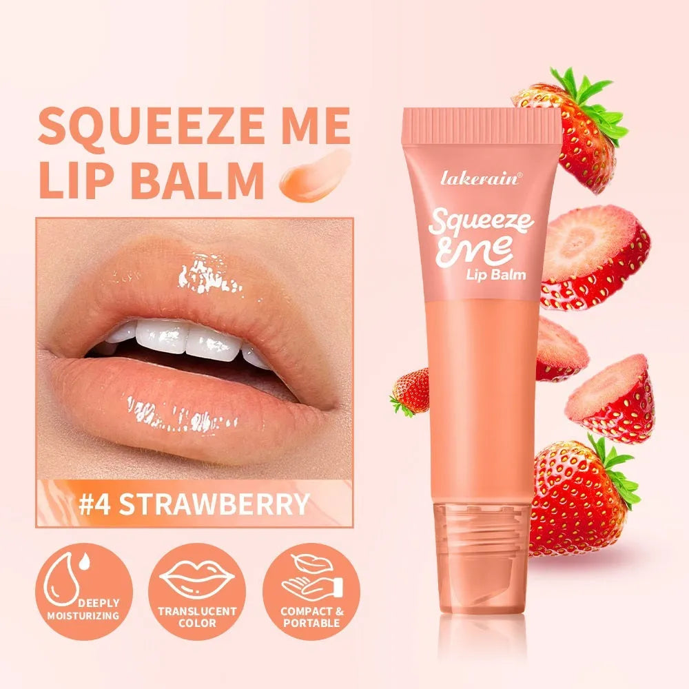 6g squeeze lip balm tube with sweet fruit flavours including Grape, Honeydew, Peach, Strawberry, and Vanilla Frosting.