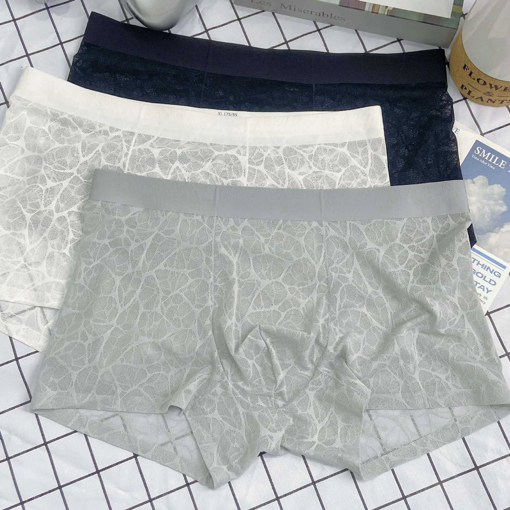 Thin lace leopard jacquard pattern men's underwear shorts in five colours