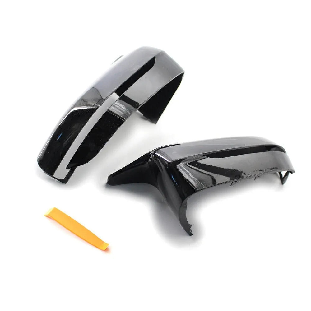 Two bright black ABS plastic mirror shells for BMW 3 Series G20 G28 G30 models