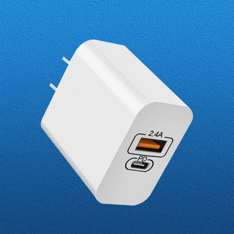 Travel charger for Android phones with USB fast charging PD interface, bare metal finish