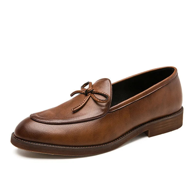 Business leather casual shoes low-top round toe black brown men's footwear