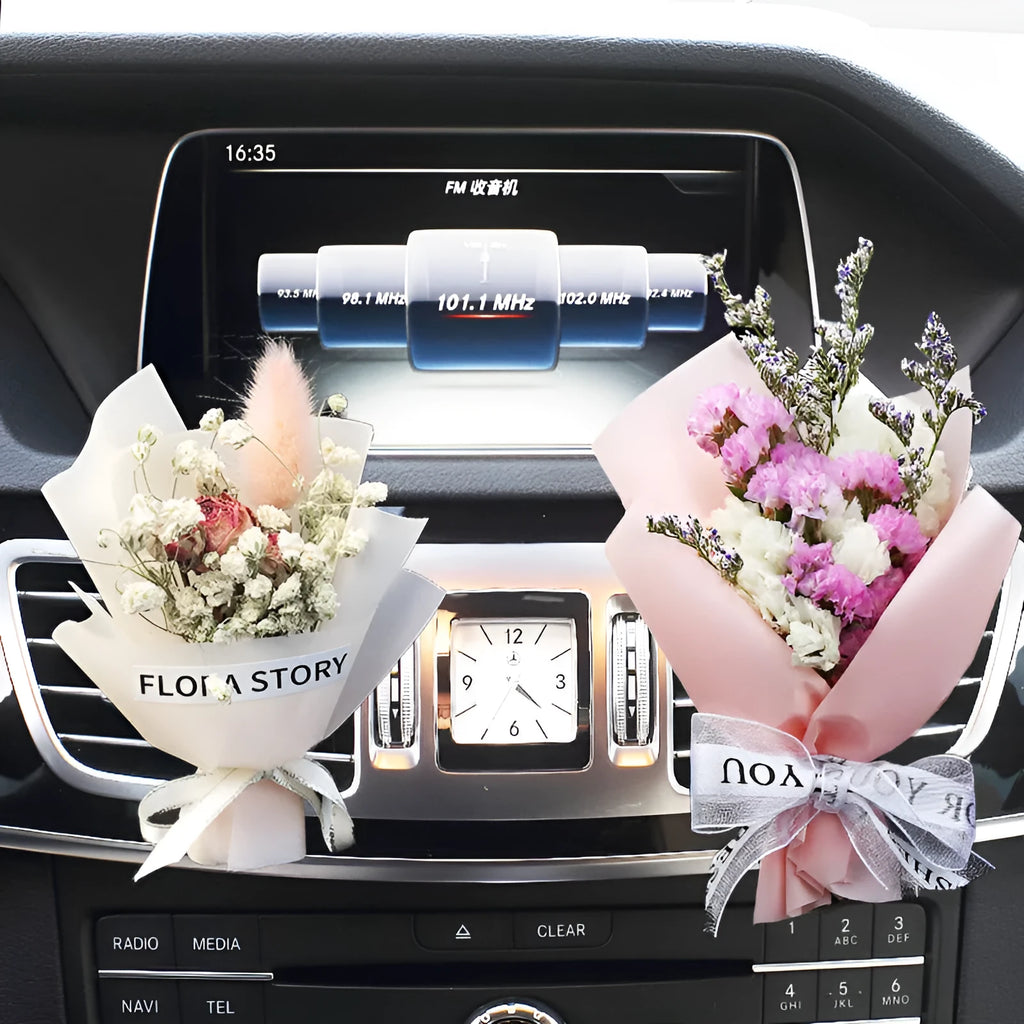 Mini dried flower bouquet for car air vent in a selection of colours and styles