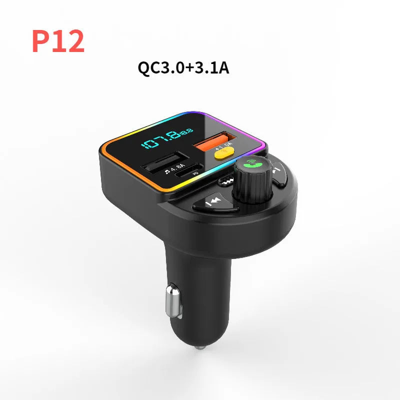 Car FM transmitter Bluetooth handsfree kit with 1.2 inch ABS screen plugged into cigarette lighter