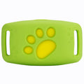 Waterproof GPS pet tracker device in black with yellow accents showing compact 65.5 x 37 x 18.3 mm dimensions