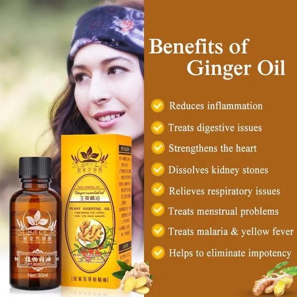 Royal Grassland Ginger Essential Oil 30ml bottle with grape seed and ginger flower oils for nourished skin