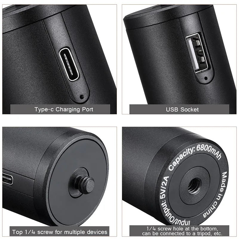 Black aluminium alloy power bank with a carry handle, showing its 12.5cm length.