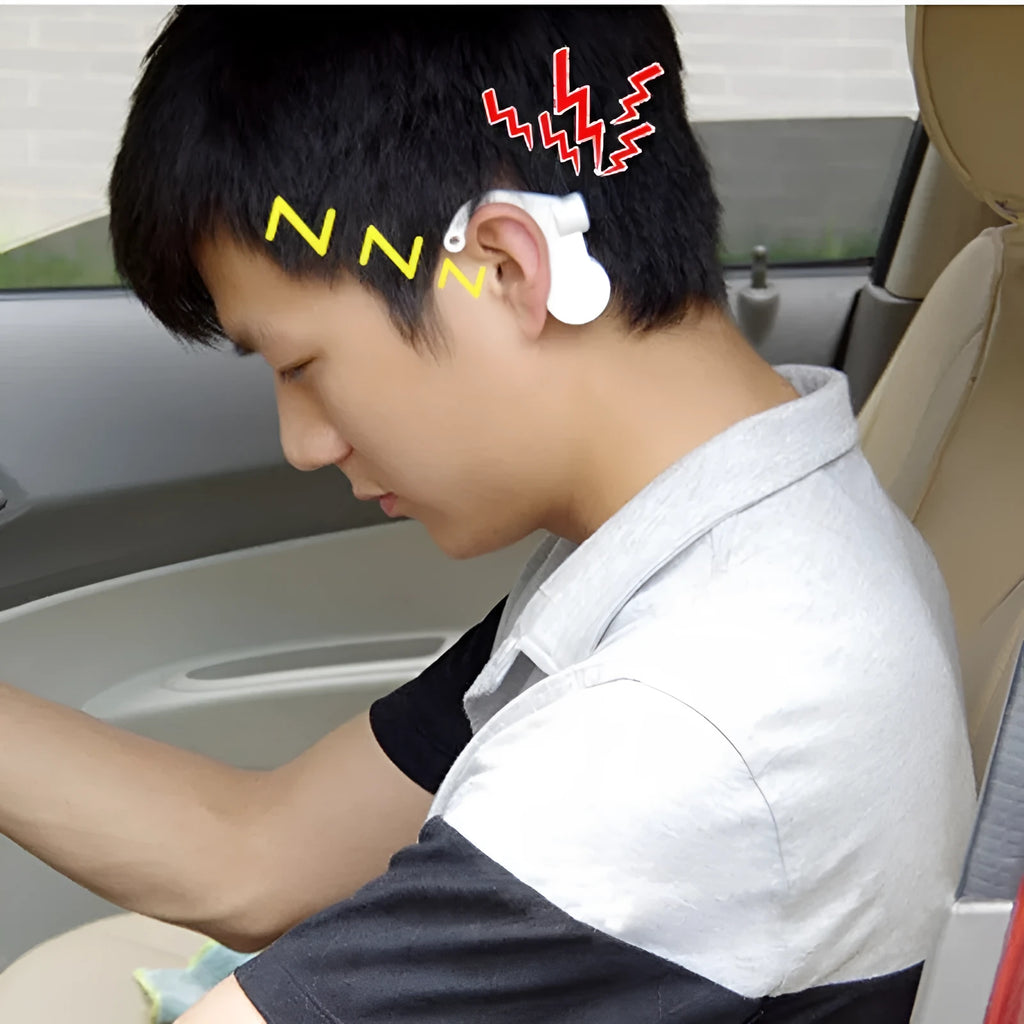 Anti-drowsiness reminder safe driving assistant snooze alarm in ear-worn form with ABS plastic body shown in five colours