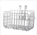 Folding steel bicycle basket in black finish with dimensions 32.5x20x22 cm for mountain road and folded bikes