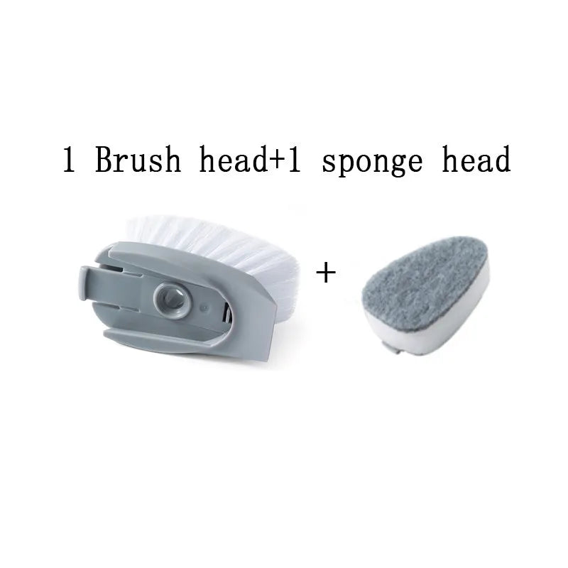 2 in 1 long handle cleaning brush with removable head and sponge for kitchen dishes