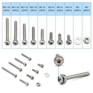 304 stainless steel M2 hexagon socket screw with flat washer in plastic box