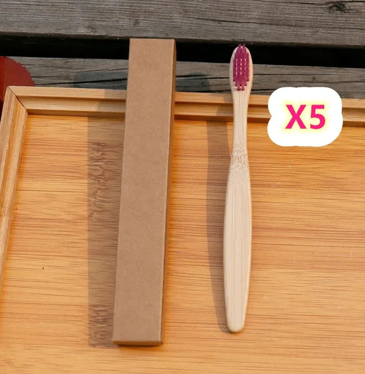 Eco friendly bamboo soft fibre toothbrush with biodegradable handle for adults