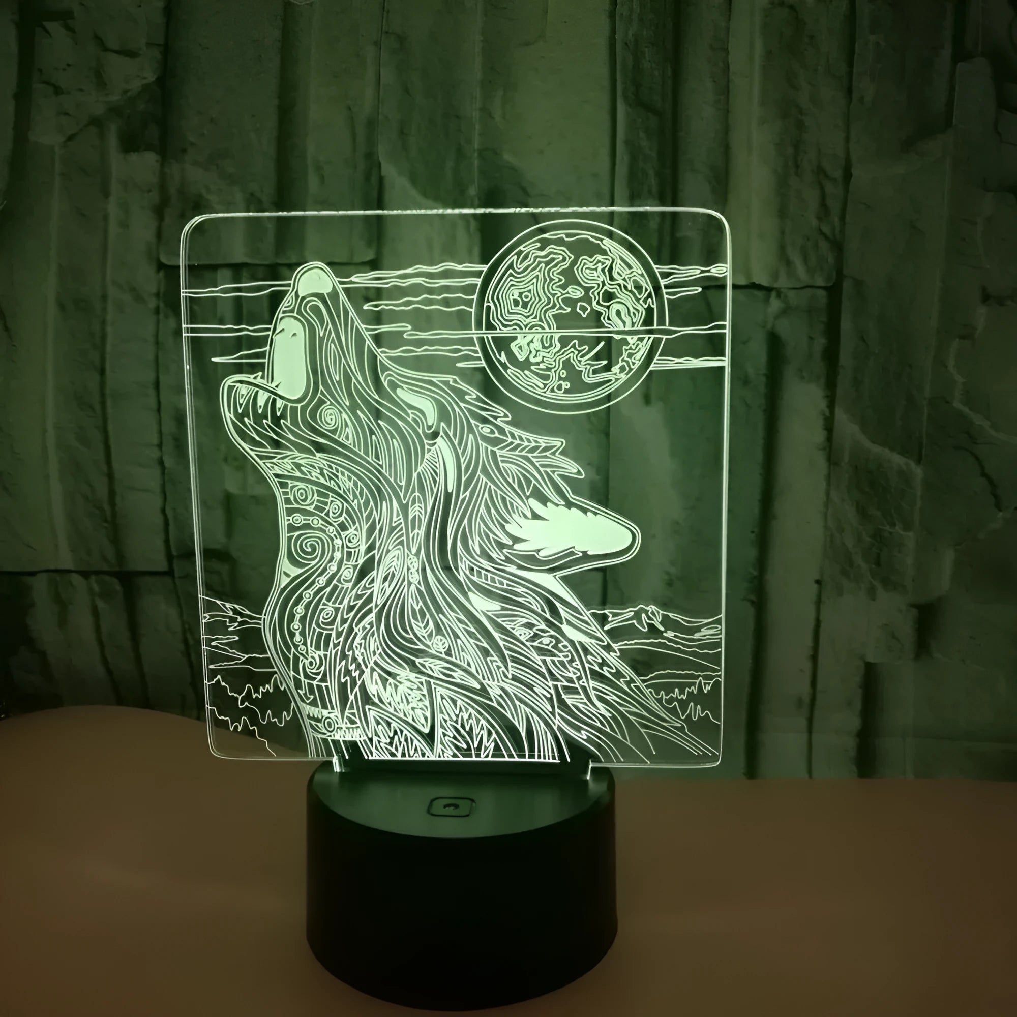Colour-changing LED desk lamp with remote control and acrylic sheet on ABS base