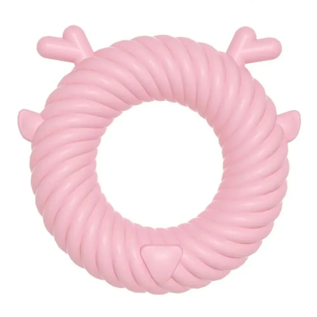TPR dog dental chew toy with spiral groove design in light sky blue colour