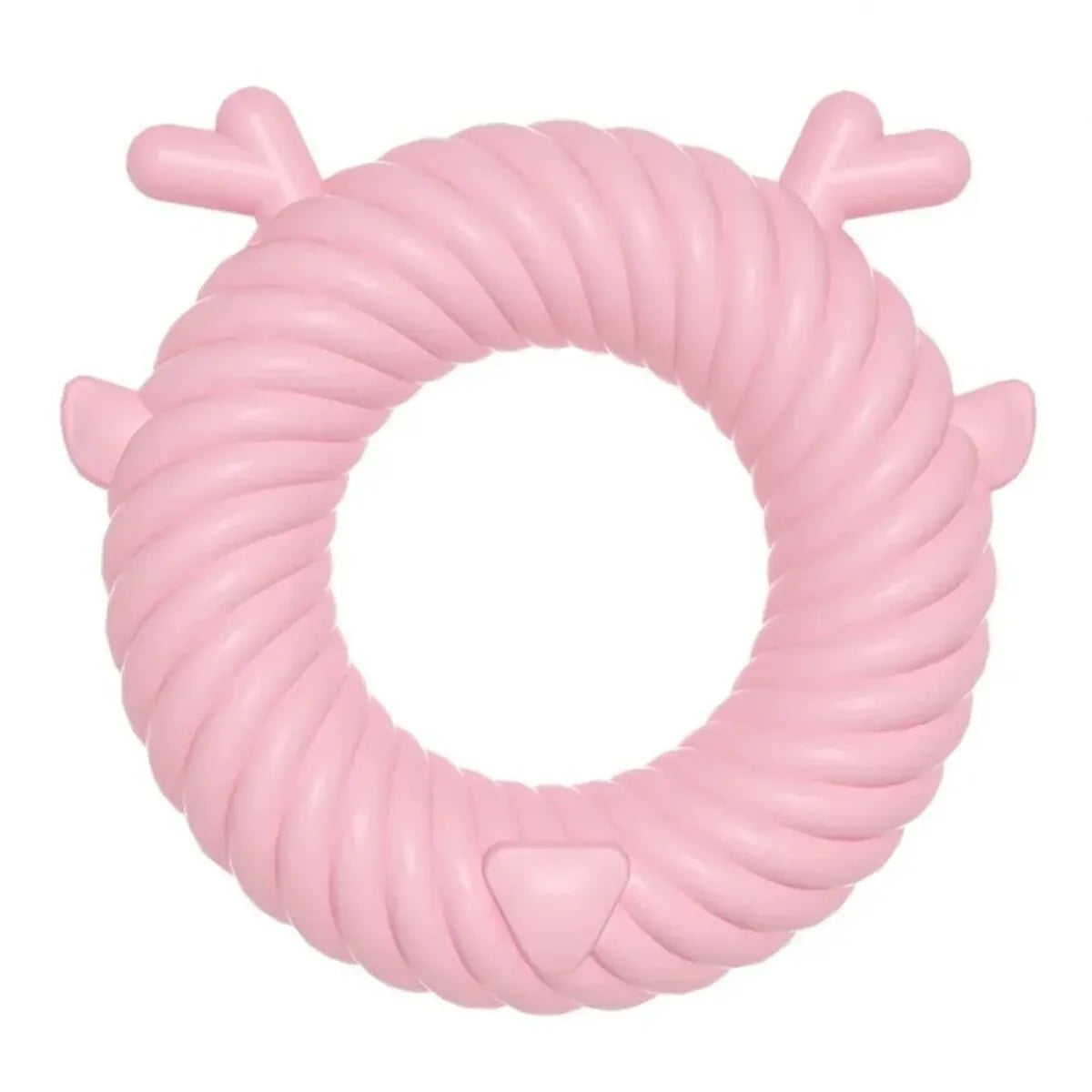 TPR dog dental chew toy with spiral groove design in light sky blue colour
