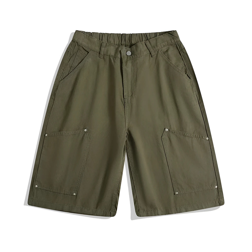 Women's cropped wide-leg shorts in apricot colour with workwear styling and micro-elastic fabric