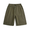 Women's cropped wide-leg shorts in apricot colour with workwear styling and micro-elastic fabric