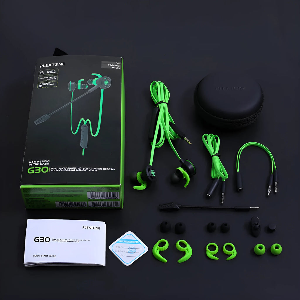 Shuangmai wired computer gaming headset in black, green, or red colours with 1.5 cm cable