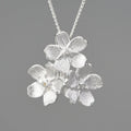 Myosotis Sylvatica sterling silver flower pendant with electroplated gold or silver finish, hand-designed pastoral jewellery