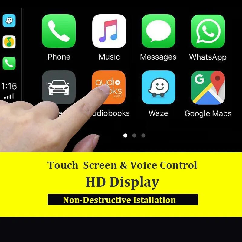 Black Wireless CarPlay USB dongle for connecting iPhone to Android car navigation systems