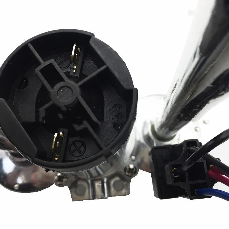 Silver double pipe conjoined electric horn with air pump for car and motorcycle modified 12V/24V