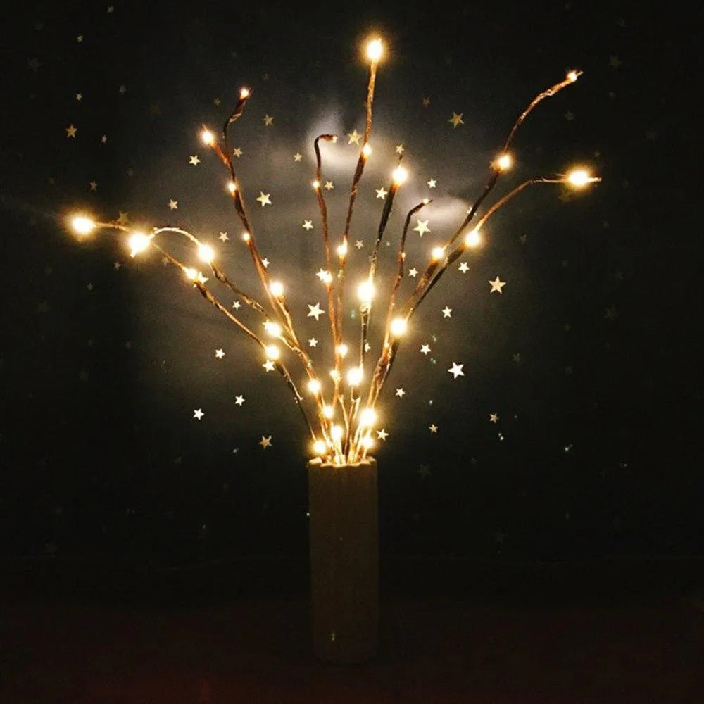 20LED twigs light string decoration with five branches, 75cm length, battery-operated, available in multiple colours