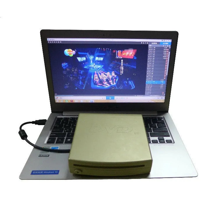 External car DVD burner with slot-in disc loading, black finish, USB interface for Android navigation