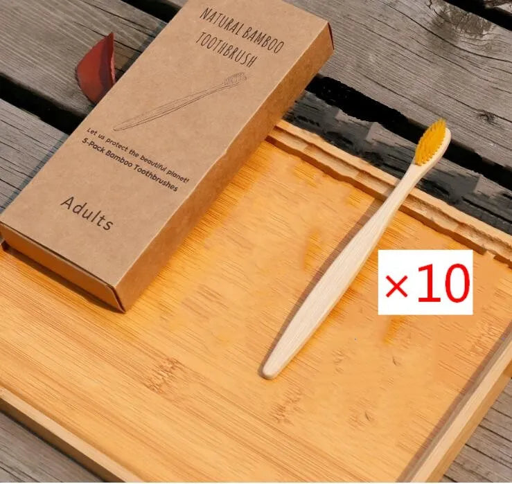 Eco friendly bamboo soft fibre toothbrush with biodegradable handle for adults