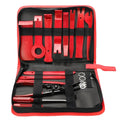 Plastic 19 piece car radio panel trim dashboard removal set with POM nylon skid boards in blue and red