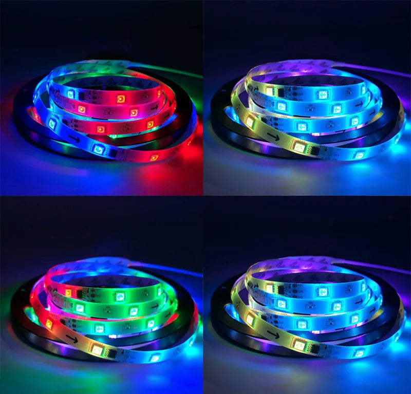 5050 LED light strip music set with controller and power supply, 5m or 10m, 28 colour changes, 12V DC