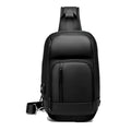 Black medium outdoor leisure shoulder bag showing square shape and single air cushion strap
