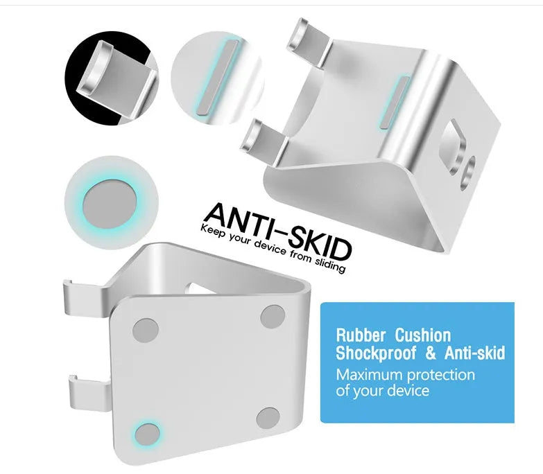 Aluminium alloy universal phone holder in black, red, rose gold, and silver colours