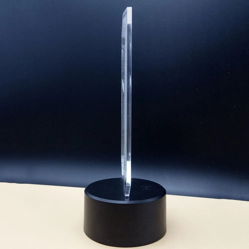 3D acrylic illusion lamp with colourful LED lighting and remote control on desk