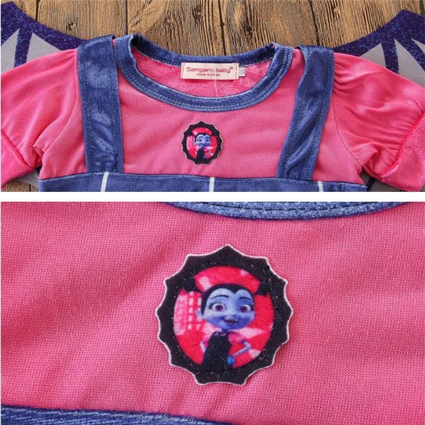 Blue cotton princess Halloween dress for young children with short sleeves