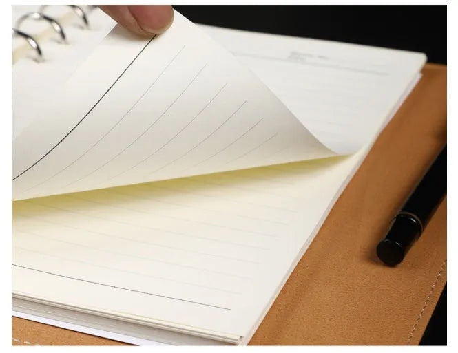 A5 leather notebook with buckle clip and 6-hole binding in multiple colours