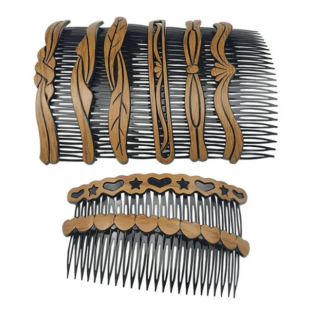 Retro Korean hair comb in plastic and resin, women's wavy styling, 10-piece set with colour options A1 to A10